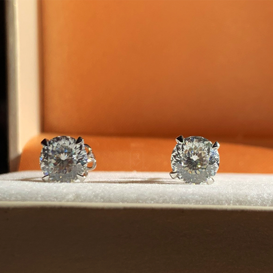 Bông Tai Kim Cương Moissanite Russian Cut Stub EBJWHRS7.2RUS