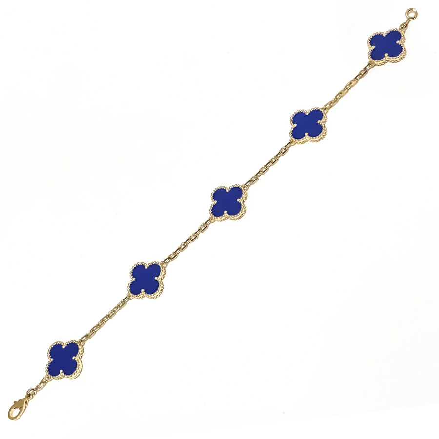 Lắc tay Vintage Alhambra Lapis 5 motifs 15mm 18K BBD005-VCA