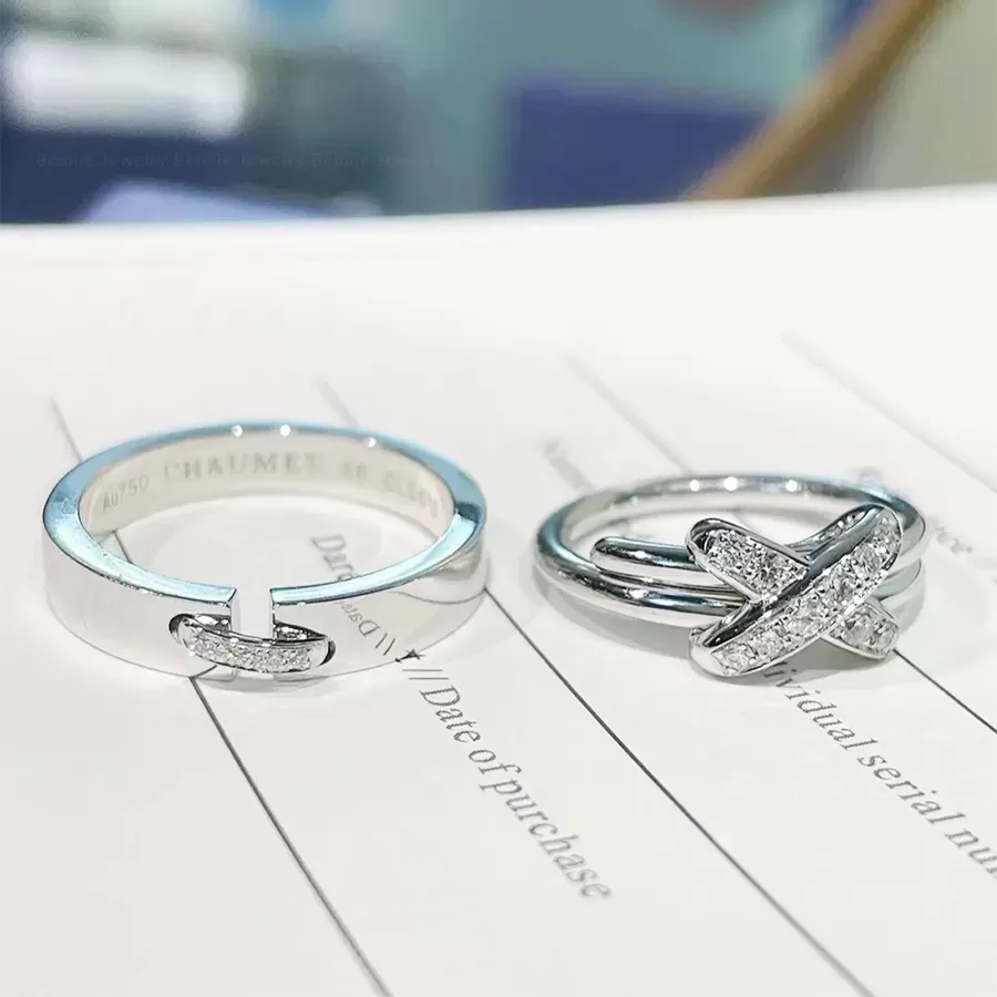 Nhẫn Cưới Kim Cương Tự Nhiên Liens Évidence 18K - WRBD-HK007-CHAU