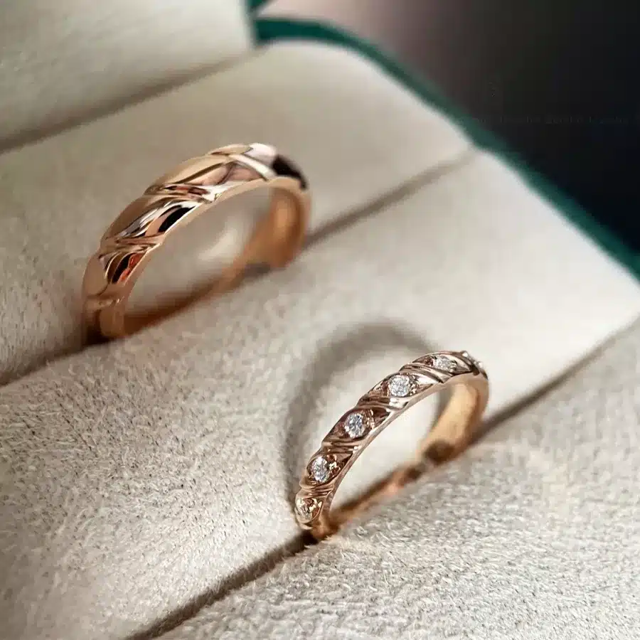 Nhẫn Cưới Kim Cương Tự Nhiên Torsade 18K - WRBD-HK006-CHAU