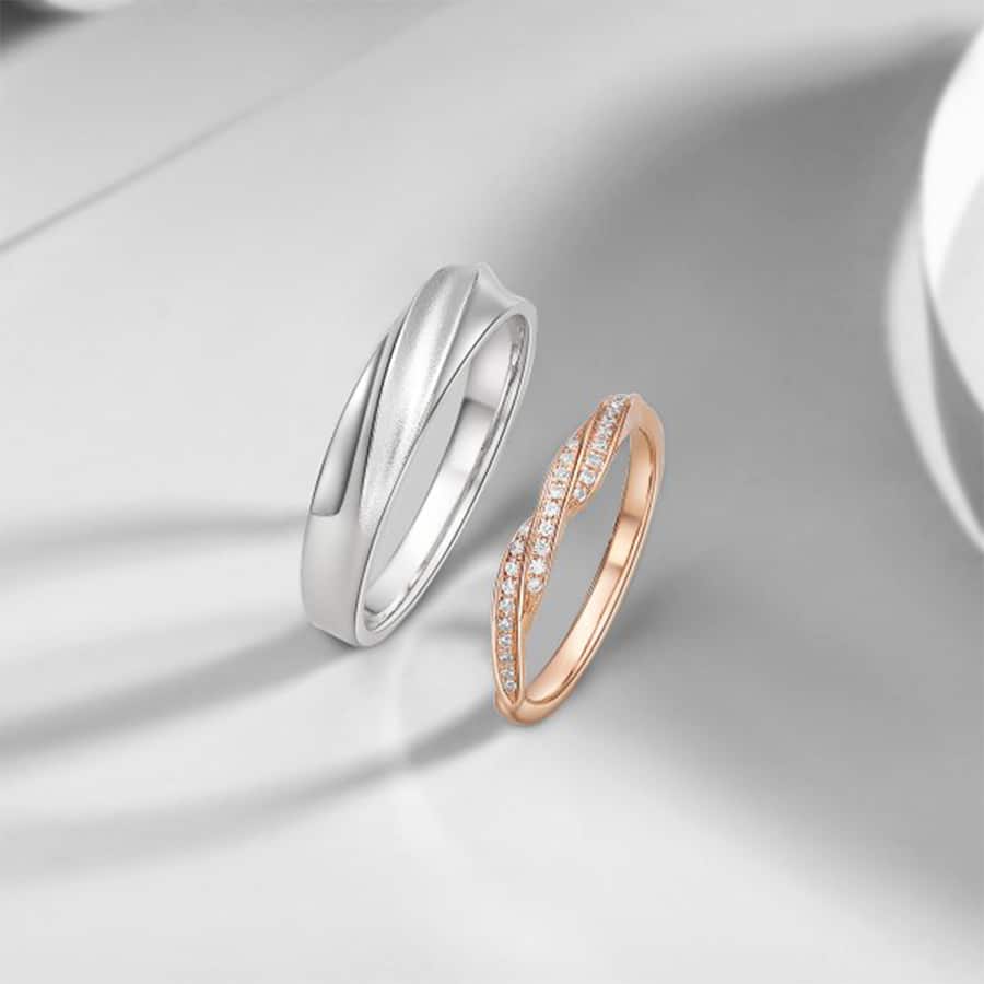 Nhẫn Cưới Twisted Rose-White Gold Band - WRBJ023