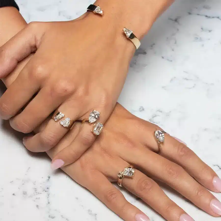 Nhẫn Kim Cương Toi Et Moi Emerald-Pear Lucky Gap RBJTR012