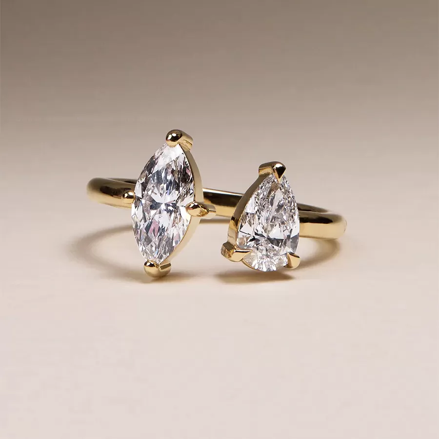 Nhẫn Kim Cương Toi Et Moi Pear-Marquise Open Band RBJPE004