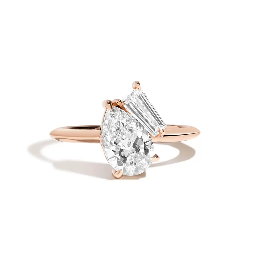 Nhẫn cầu hôn Toi Et Moi pear-tapered baguette - ERBJ025