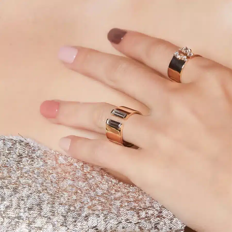 Nhẫn Kim Cương Two-Stone Baguette Lucky Gap RBJBG013