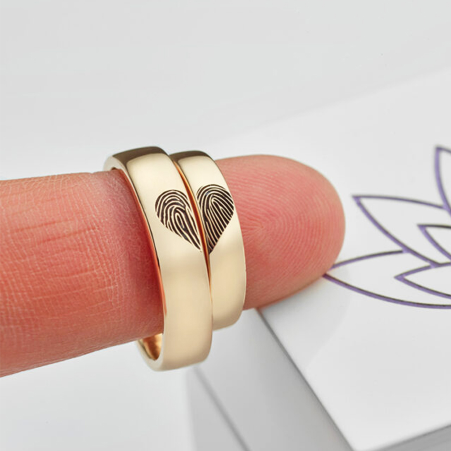 Nhẫn cưới in vân tay The Sweet Heart tại Bemiie Jewelry