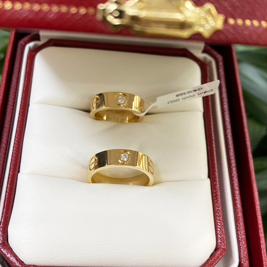 Nhẫn cưới kim cương Love Wedding 1 diamond 18K - WRBD-HK010-CAR