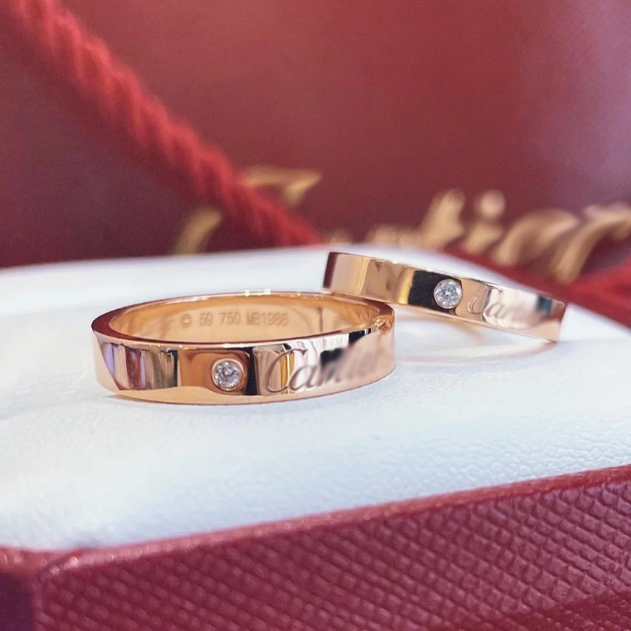 Nhẫn cưới kim cương tự nhiên Brand Engraving 18K - WRBD-HK009-CAR