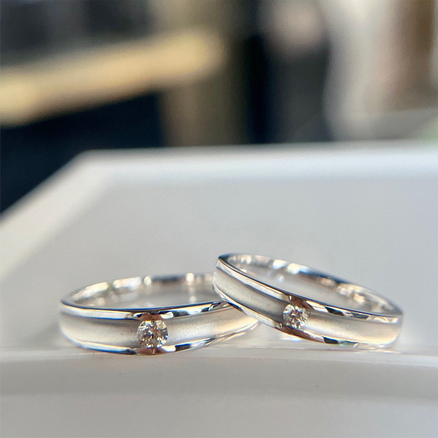 Nhẫn cưới kim cương tự nhiên Double Heart 18K - WRBD-HK009