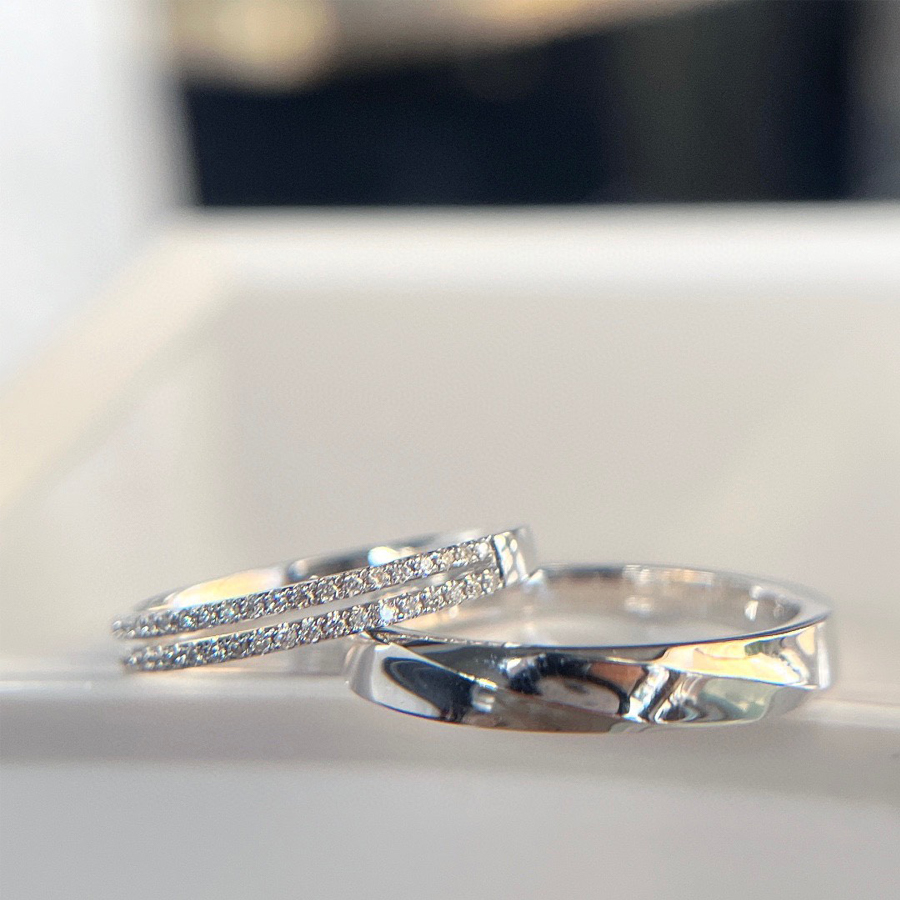 Nhẫn cưới kim cương tự nhiên Eternity Calmness 18K - WRBD-HK010