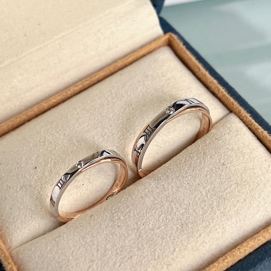 Nhẫn cưới kim cương tự nhiên Flaming Lines 18K - WRBD-HK007