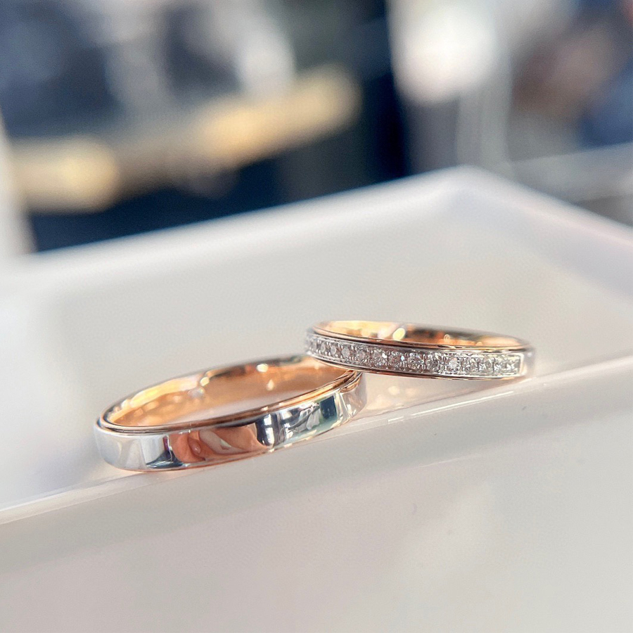 Nhẫn cưới kim cương tự nhiên Modest Love 18K - WRBD-HK008