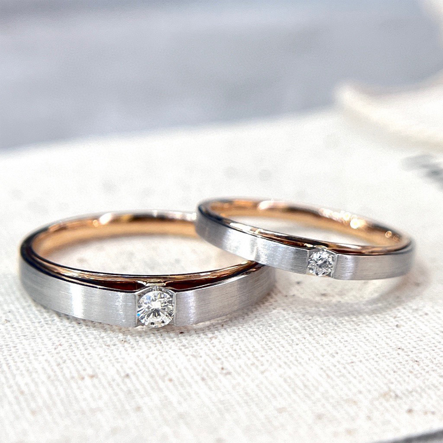 Nhẫn cưới kim cương tự nhiên Shining Love 18K - WRBD-HK017