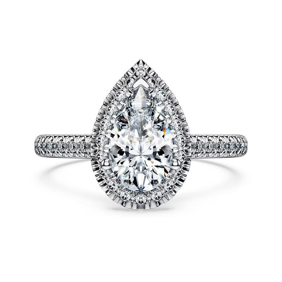 Nhẫn cầu hôn lab-grown diamond Pear Halo pavé - ERBD005-LD