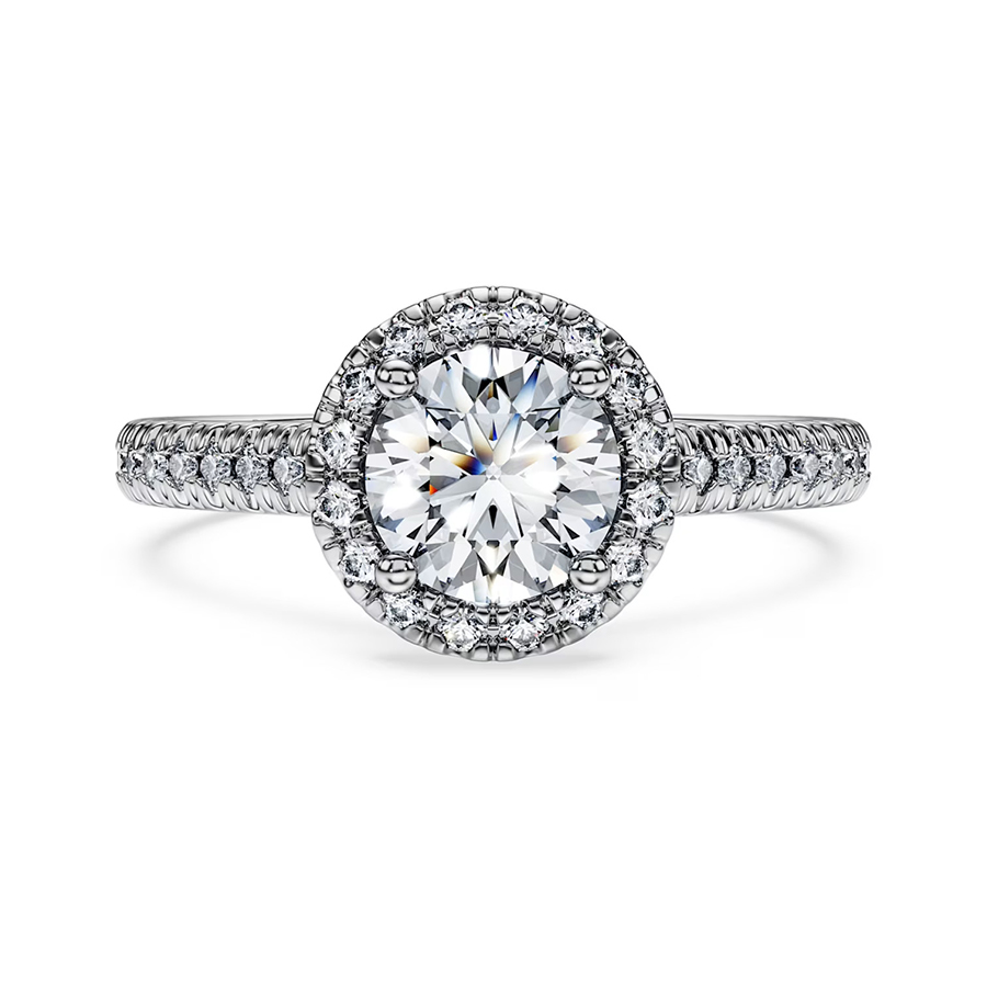 Nhẫn cầu hôn lab-grown diamond Round Halo pavé - ERBD006-LD