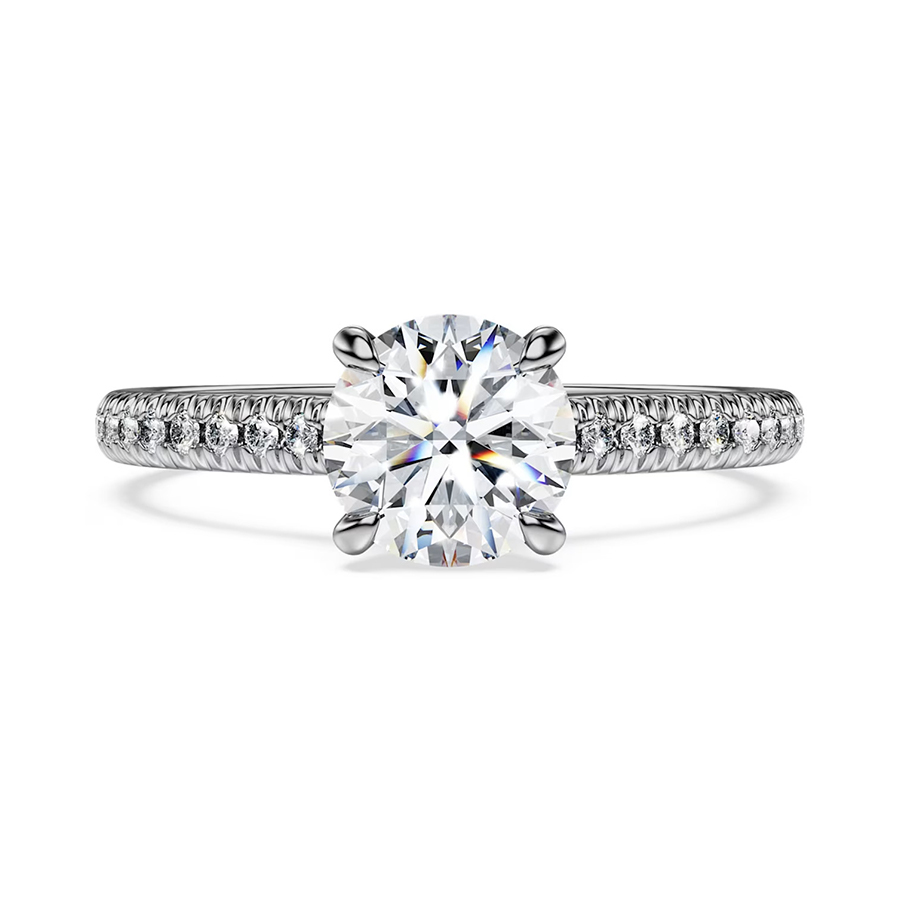 Nhẫn cầu hôn lab-grown diamond Round Solitaire pavé - ERBD003-LD