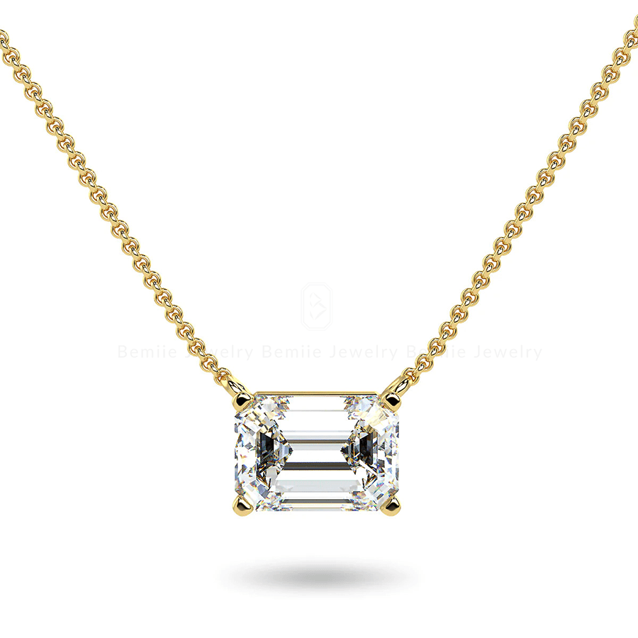 Mặt Dây Chuyền Kim Cương Moissanite Emerald Solitaire PBJWHEM5x7SO