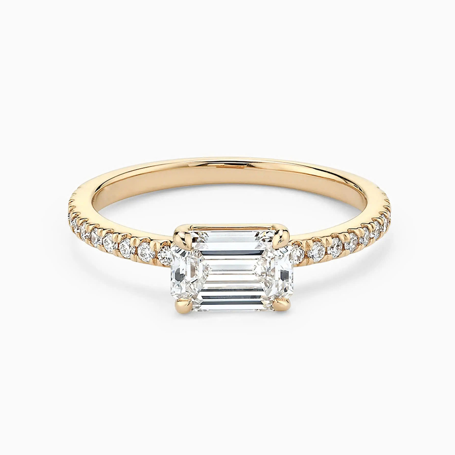 Nhẫn cầu hôn East-West Emerald Pave