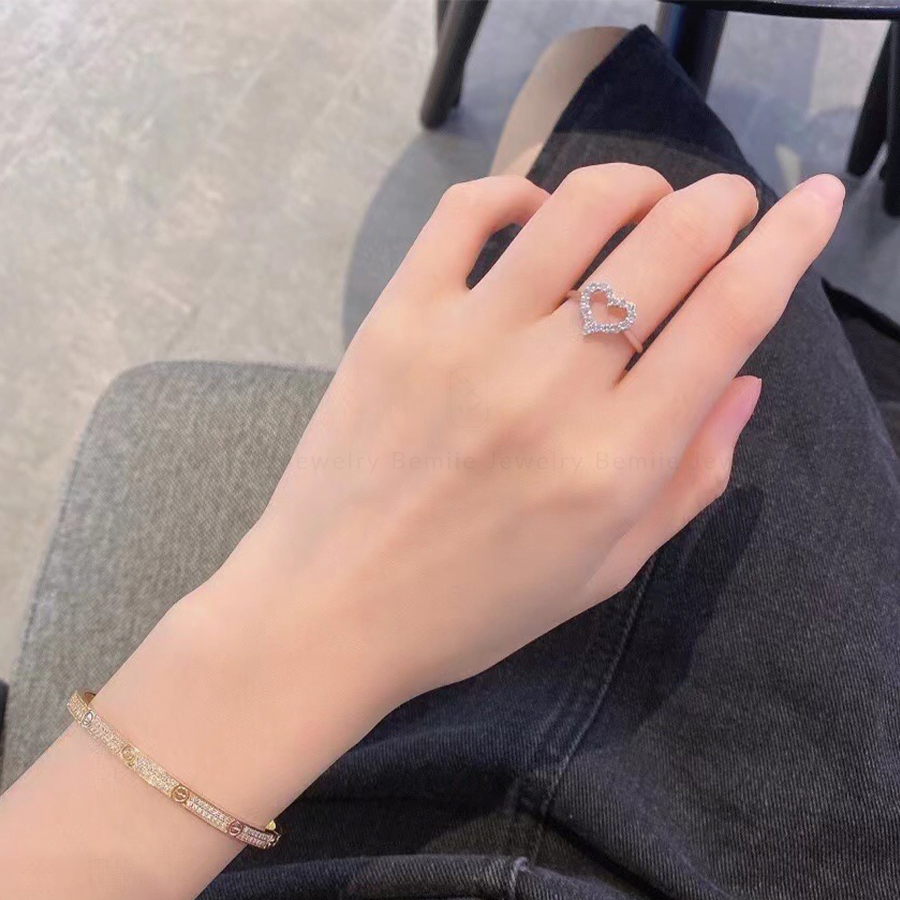 Nhẫn Cầu Hôn Kim Cương Trái Tim 18K