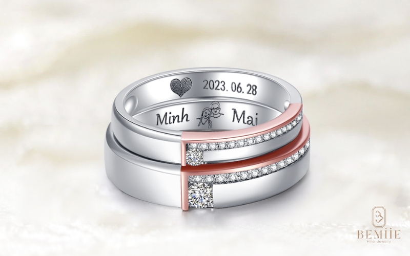 Mẫu nhẫn khắc biệt danh đáng yêu của nhau thân mật