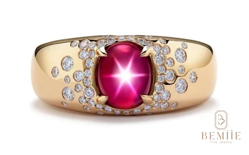 Nhẫn đá Ruby đỏ kết hợp kim cương - tâm điểm cho mọi ánh nhìn