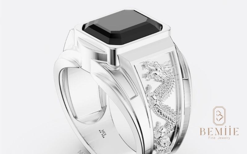 Thiết kế nhẫn đá Ruby đen với vàng trắng - sự kết hợp hoàn hảo