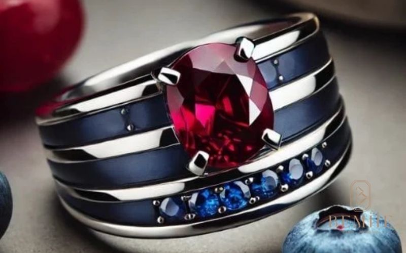 Nhẫn Ruby đỏ phối Sapphire xanh - điểm nhấn phá cách ấn tượng