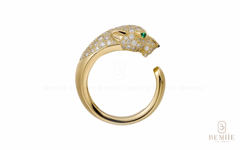 Mẫu nhẫn nam báo gấm Leopard hoang dã được chạm khắc tỉ mỉ 