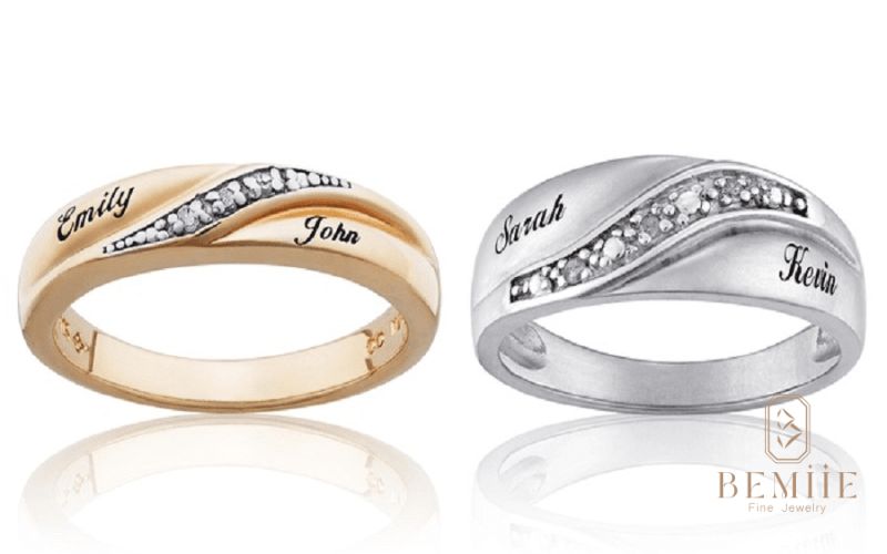 Nhẫn vàng trắng khắc chữ ký - mang đậm dấu ấn cá nhân